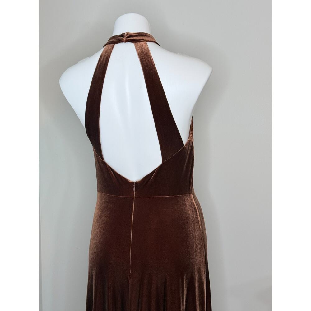 Revelry Tori Velvet Dress Rust Halter Lined Bridesmaid/ Formal Size 8 - Picture 7 of 10